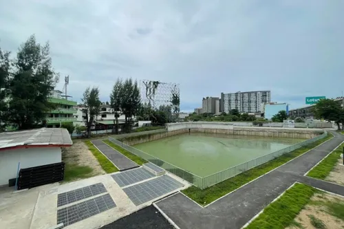 Bangkok lists its flood-retention ponds and reservoirs, with 38 sites holding about 13.7 million cubic metres